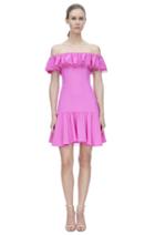 Rebecca Taylor Rebecca Taylor Off The Shoulder Silk Dress 2 Fuchsia