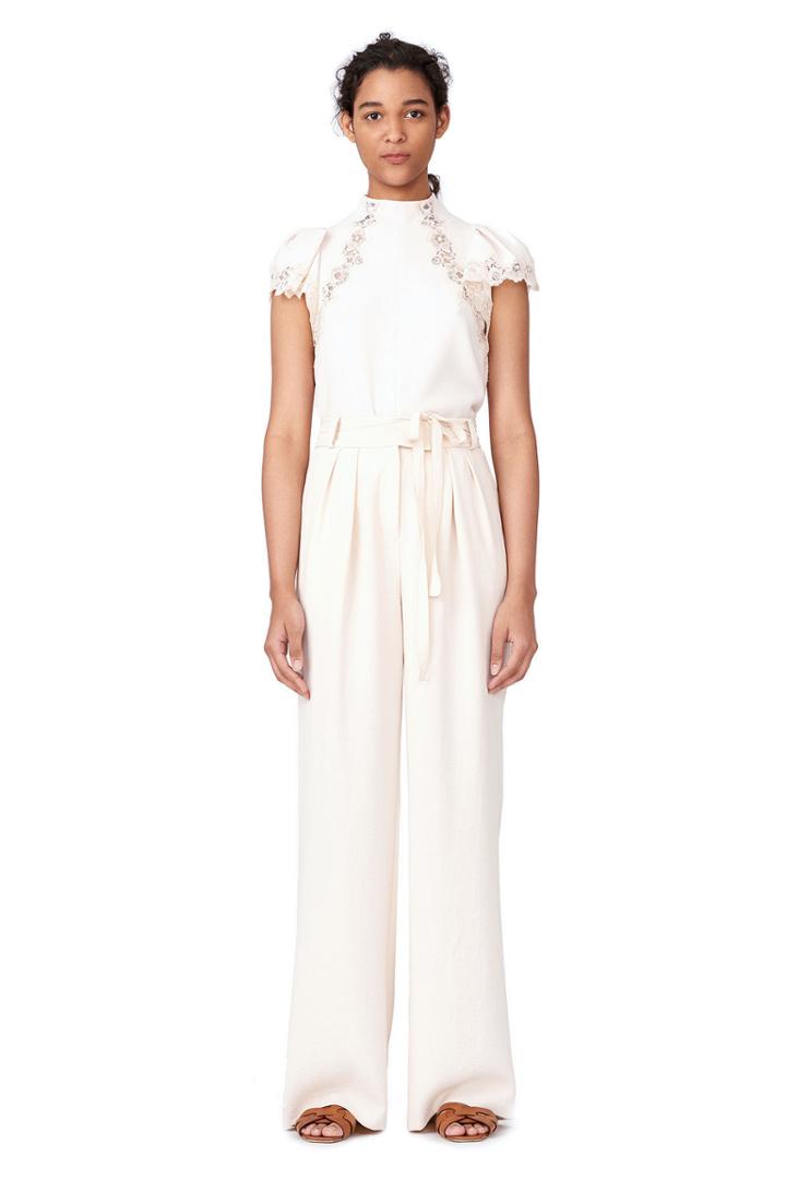 Rebecca Taylor Crepe & Lace Top