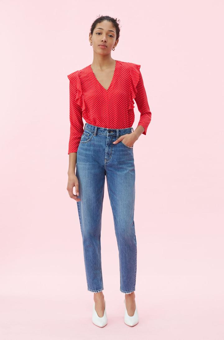 Rebecca Taylor Dot Print V-neck Top