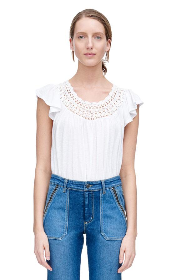 Rebecca Taylor Rebecca Taylor Jersey Crochet Tee