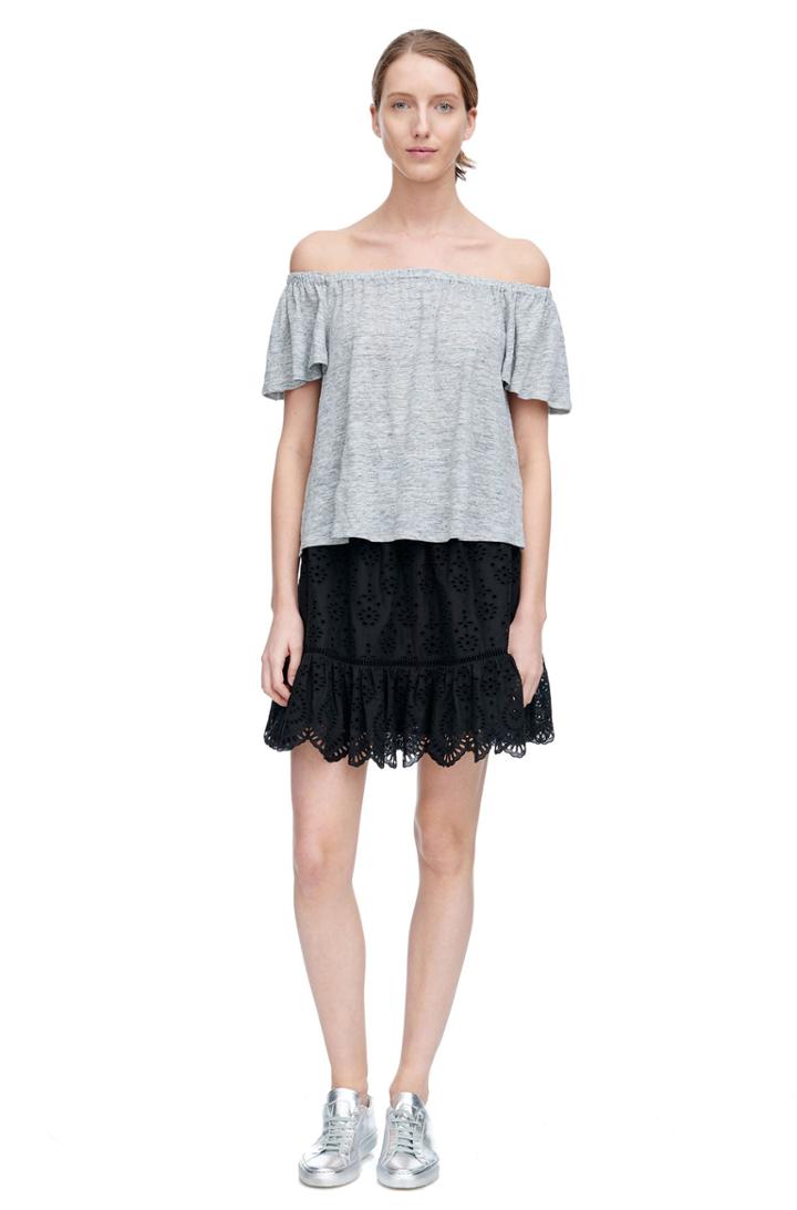Rebecca Taylor Rebecca Taylor Off Shoulder Tee M Grey Melange