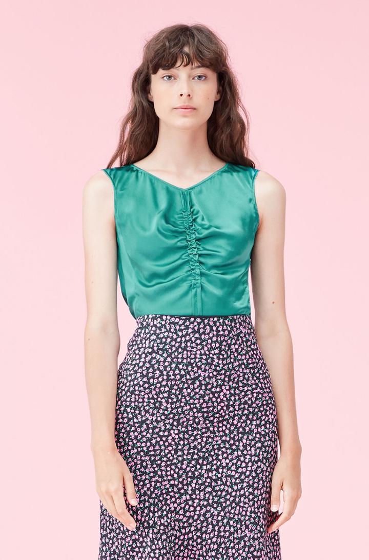 Rebecca Taylor Rebecca Taylor Silk Charmeuse Ruched Top