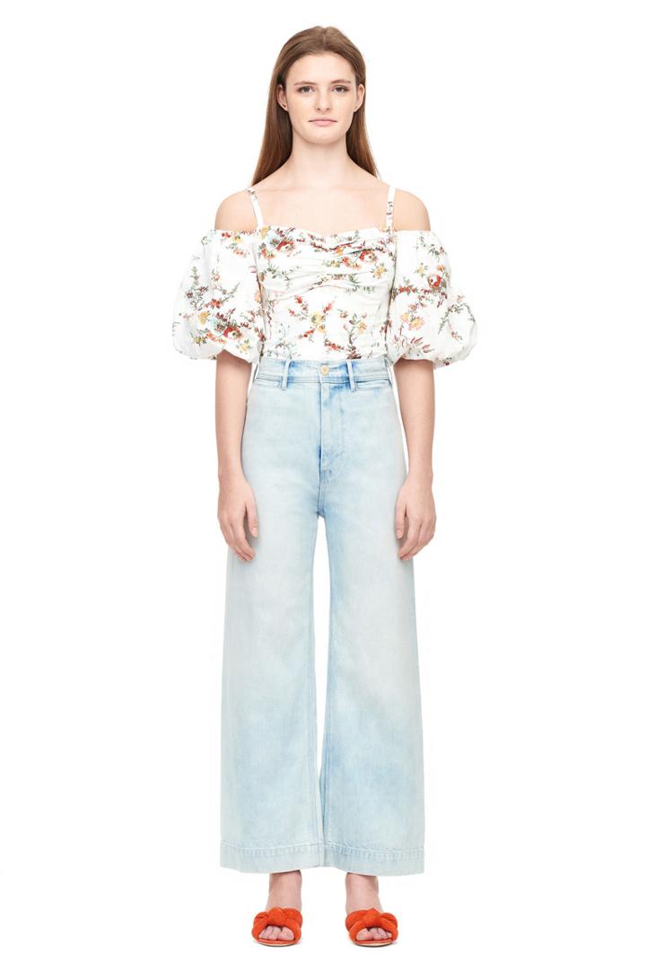 Rebecca Taylor La Vie Off-the-shoulder Belle Bouquet Poplin Top