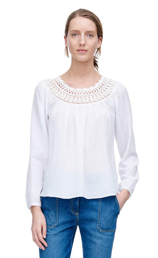 Rebecca Taylor Rebecca Taylor Long Sleeve Textured Gauze Top