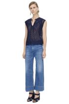 Rebecca Taylor Rebecca Taylor Sleeveless Ada Embroidered Top 8 Navy