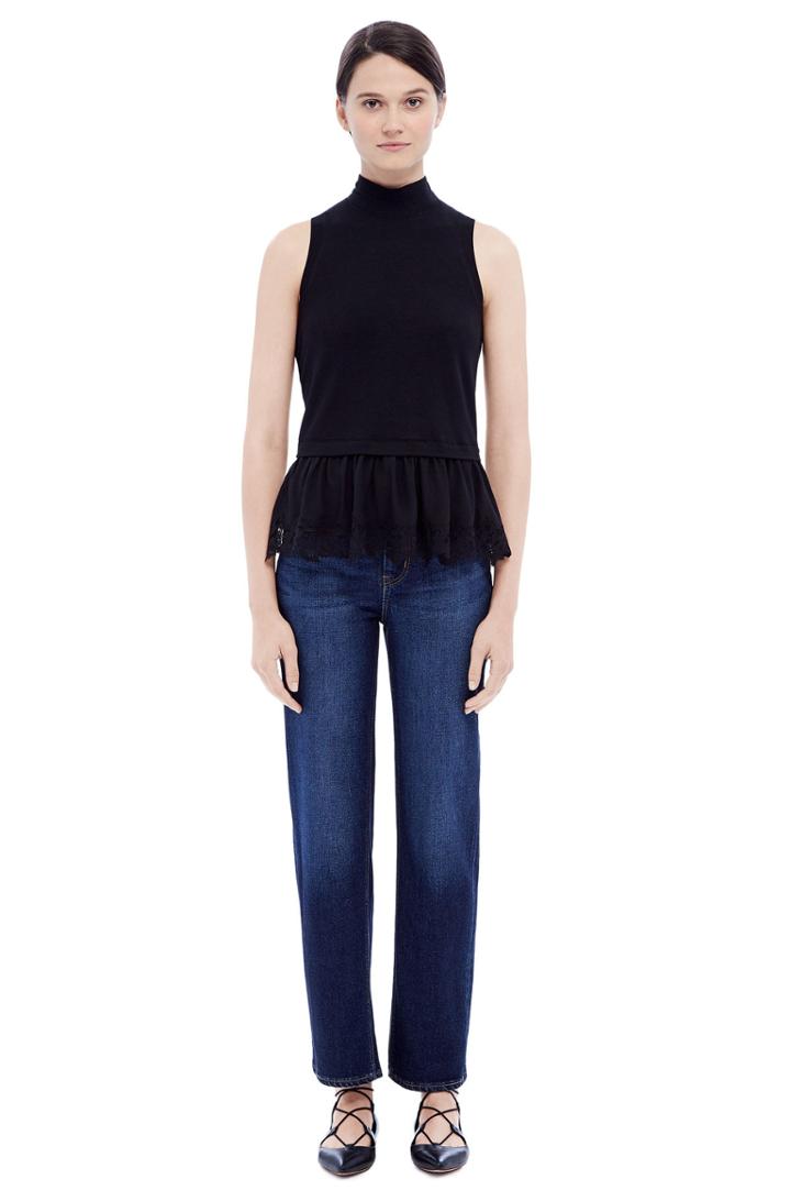 Rebecca Taylor Rebecca Taylor Terry Lace Hem Top Xs Black