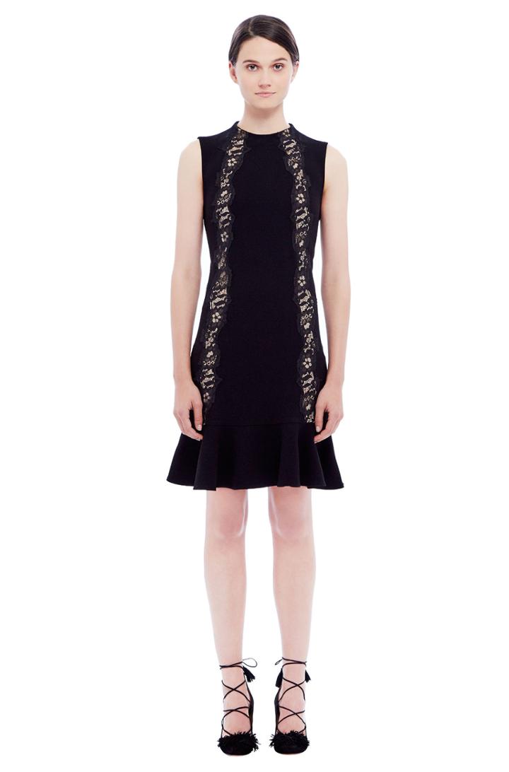 Rebecca Taylor Rebecca Taylor Crepe Lace Detail Dress 8 Black