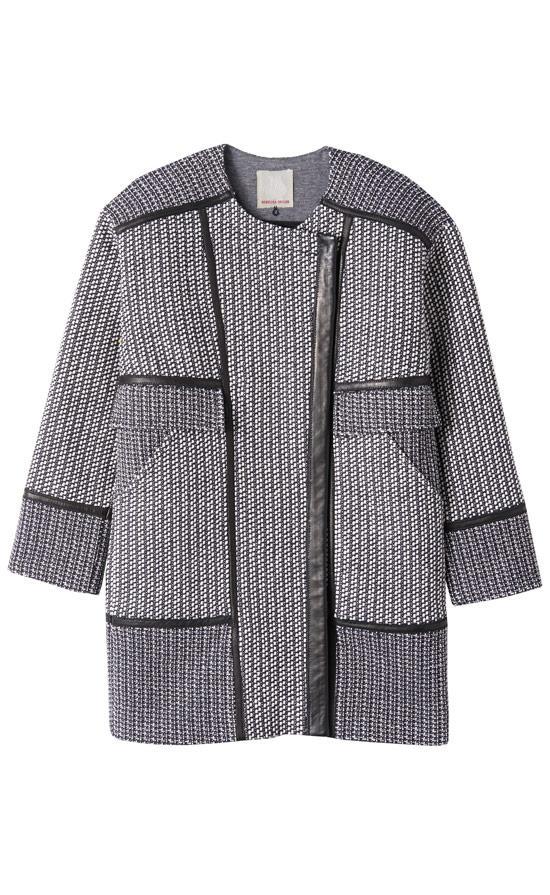 Rebecca Taylor Tweed & Leather Coat