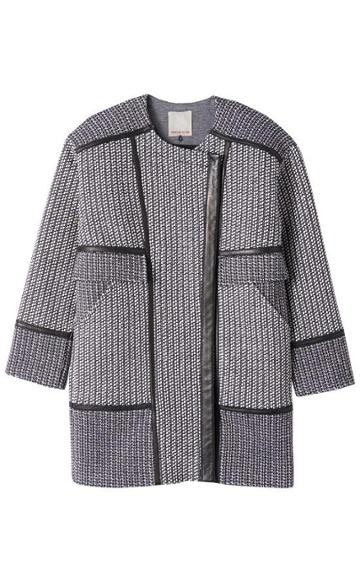 Rebecca Taylor Tweed & Leather Coat