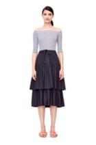 Rebecca Taylor La Vie Off-the-shoulder Rib Jersey & Poplin Dress
