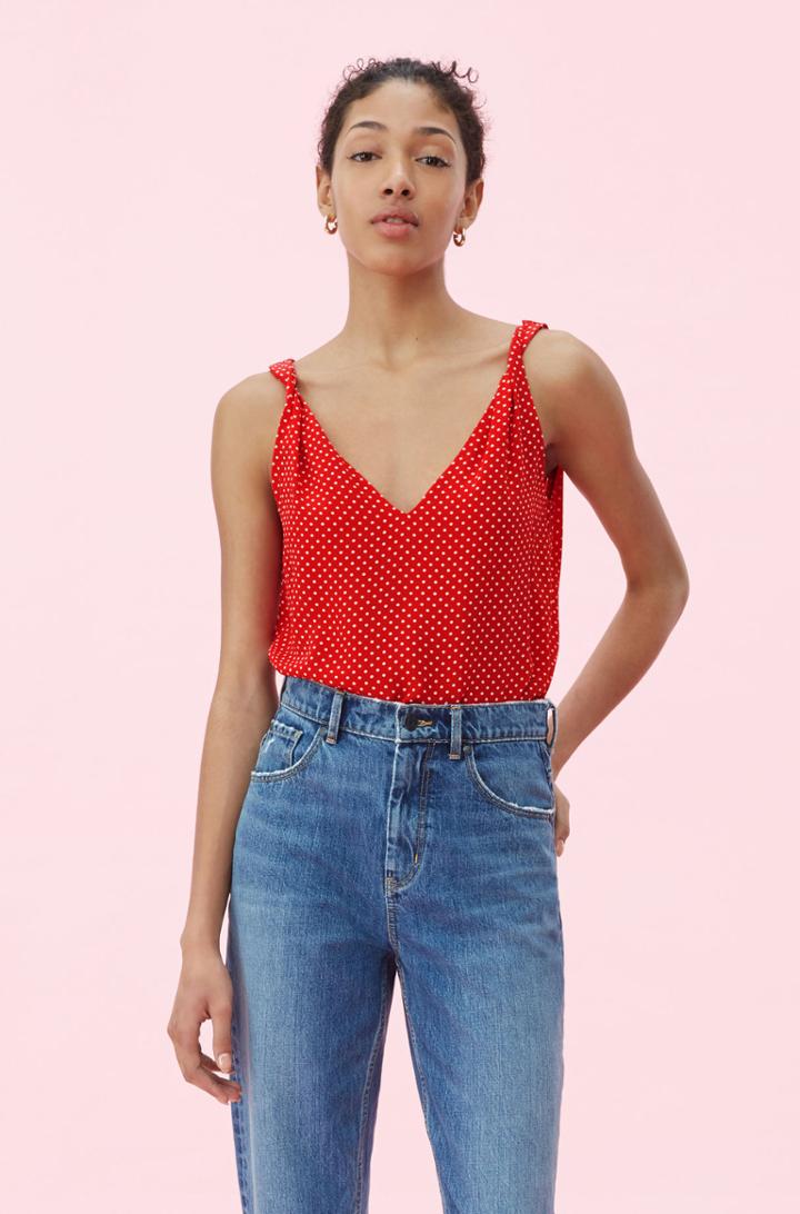 Rebecca Taylor Rebecca Taylor Polka Dot Print Tank Crimson, Size X-small