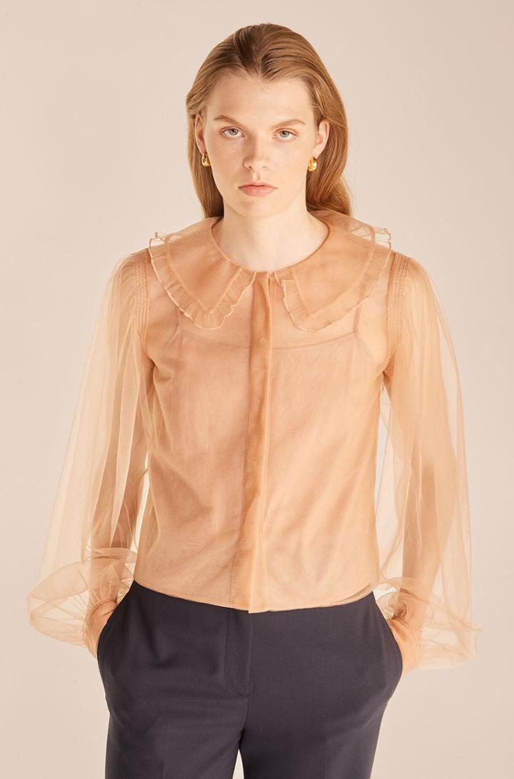 Rebecca Taylor Rebecca Taylor Tulle Ruffle Front Blouse