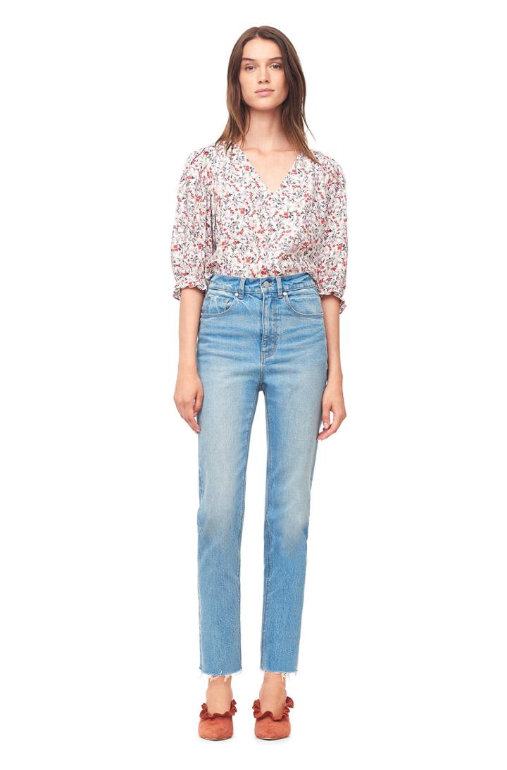 Rebecca Taylor Lyra Floral Hammered Silk Top