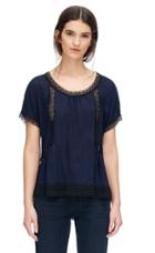 Rebecca Taylor Rebecca Taylor Short Sleeve Lace Inset Tee