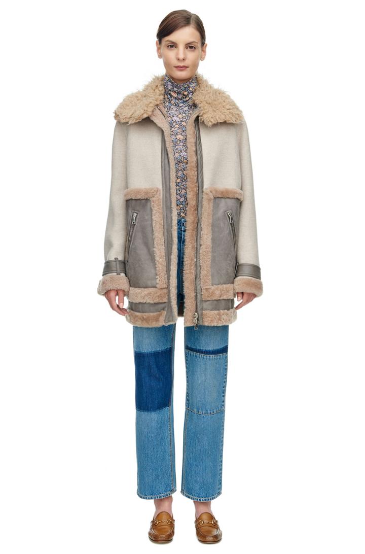 Rebecca Taylor Rebecca Taylor Shearling Mix Coat S Champagne Combo