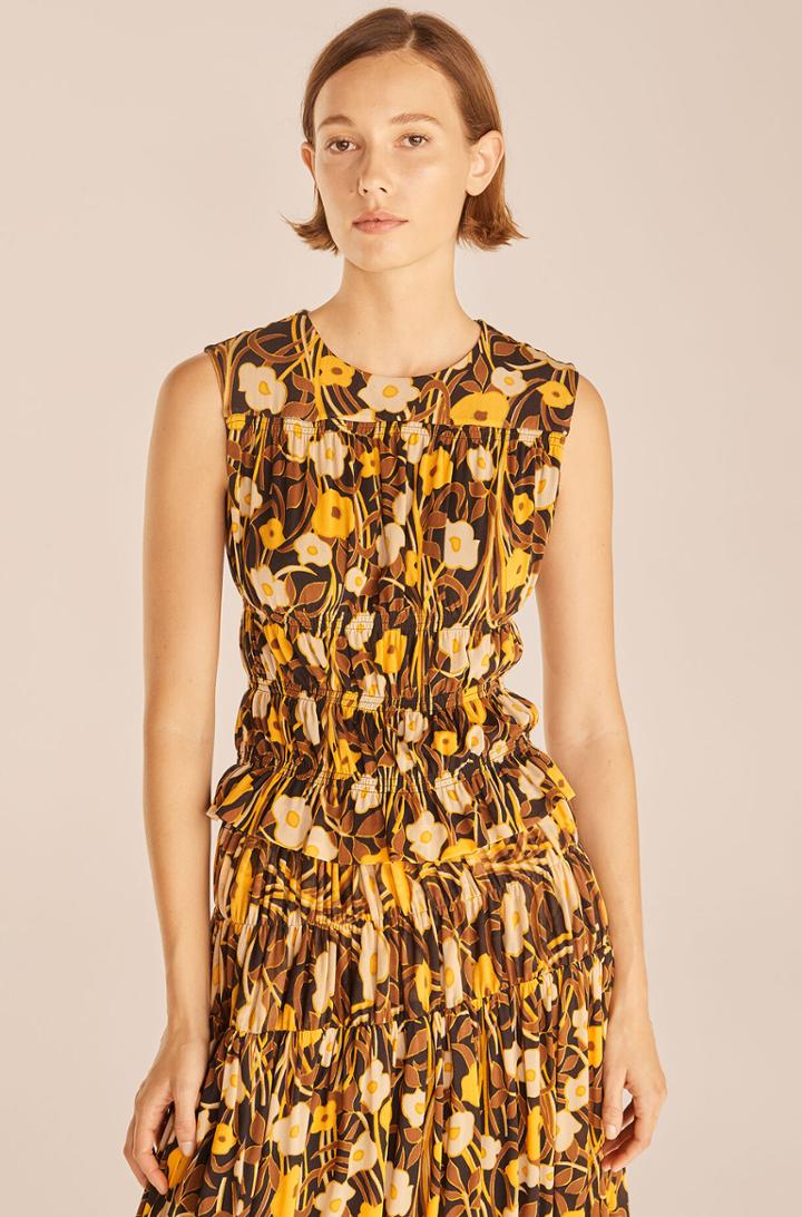 Rebecca Taylor Rebecca Taylor Daphne Fleur Smocked Mesh Shell