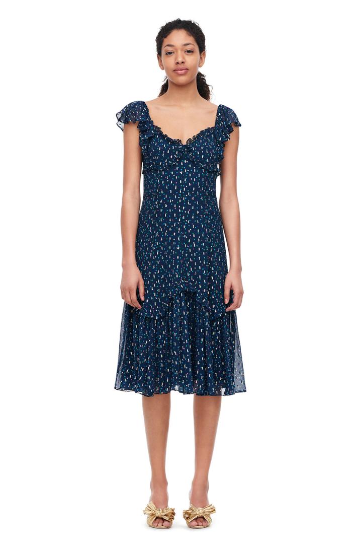 Rebecca Taylor Speckled Dot Metallic Clip Dress