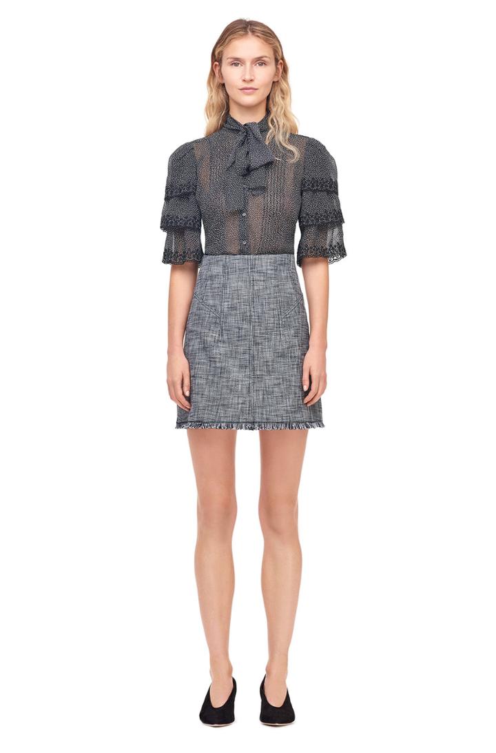 Rebecca Taylor Slub Suiting Fringe Skirt