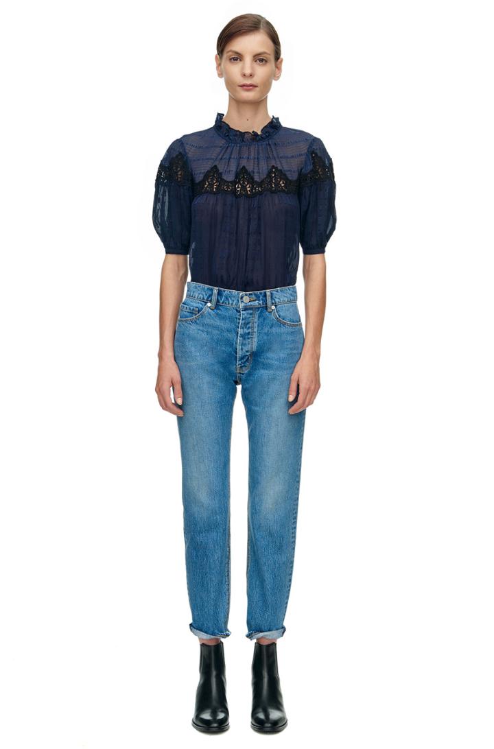 Rebecca Taylor Rebecca Taylor Short Sleeve Clip Mix Top 0 Navy