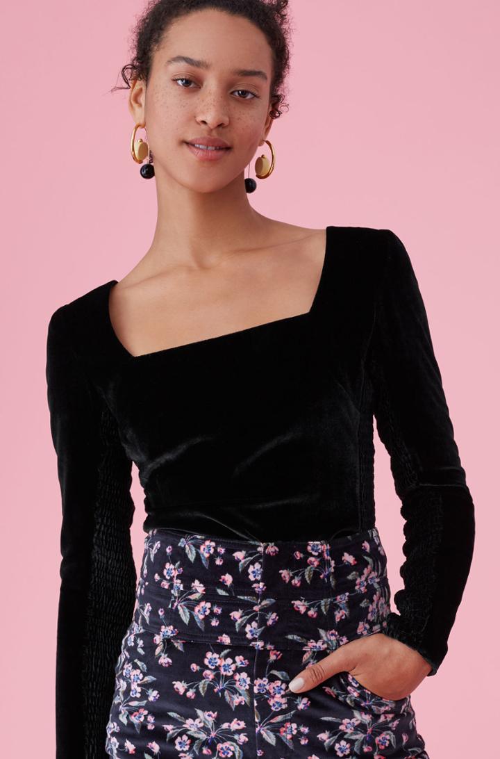 Rebecca Taylor Velvet Smocked Top