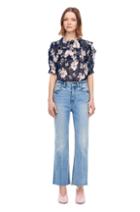 Rebecca Taylor Magnolia Floral Silk Burnout Ruffle Top
