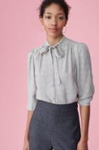 Rebecca Taylor Rebecca Taylor Sprinkle Polka Dot Silk Tie Neck Top Parfait, Size 2