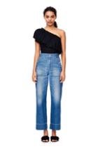 Rebecca Taylor One-shoulder Ruffle Jersey Tee