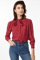 Rebecca Taylor Blurry Heart Silk Tie Neck Top