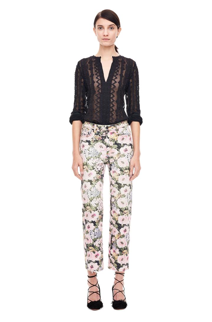Rebecca Taylor Embroidered Chiffon Top