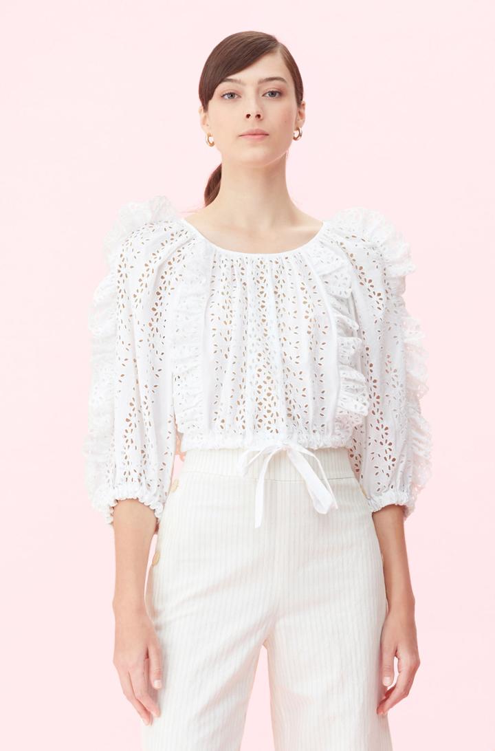 Rebecca Taylor Rebecca Taylor Karina Eyelet Ruffle Top