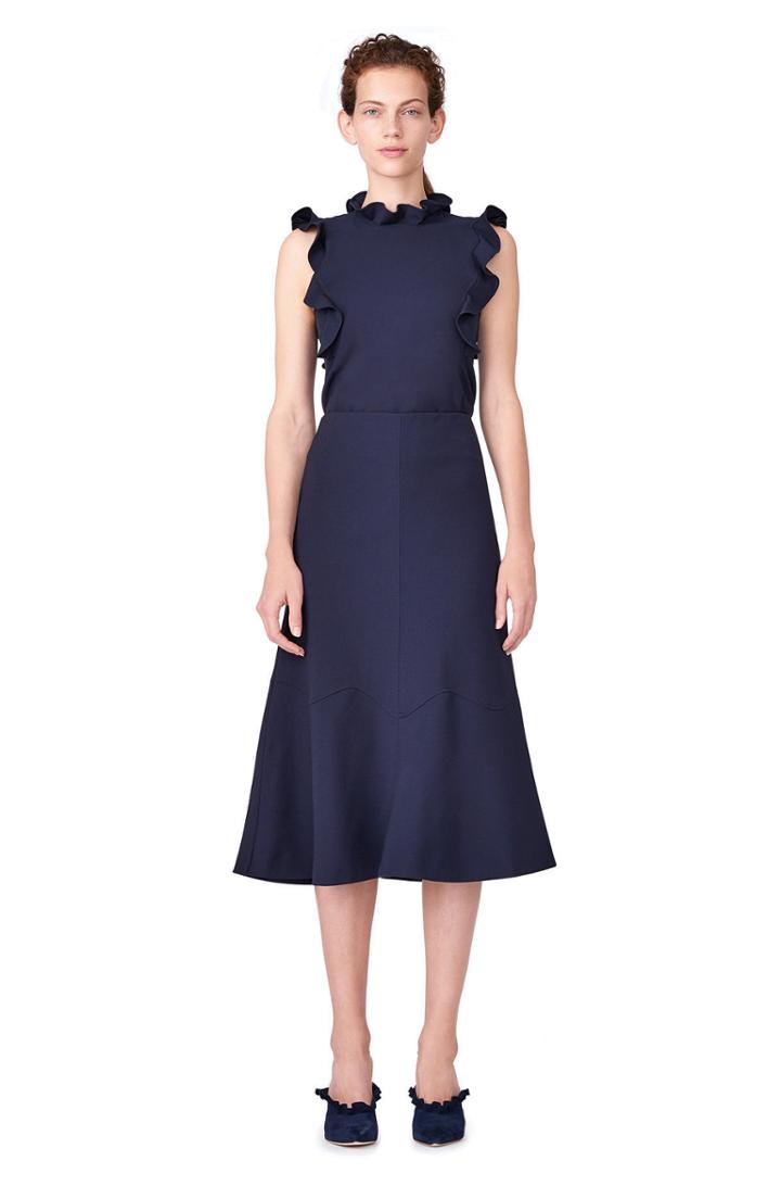 Rebecca Taylor Stretch Suiting Fluted Skirt