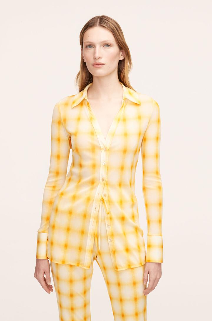 Rebecca Taylor Rebecca Taylor Ombré Plaid Mesh Button-front Shirt
