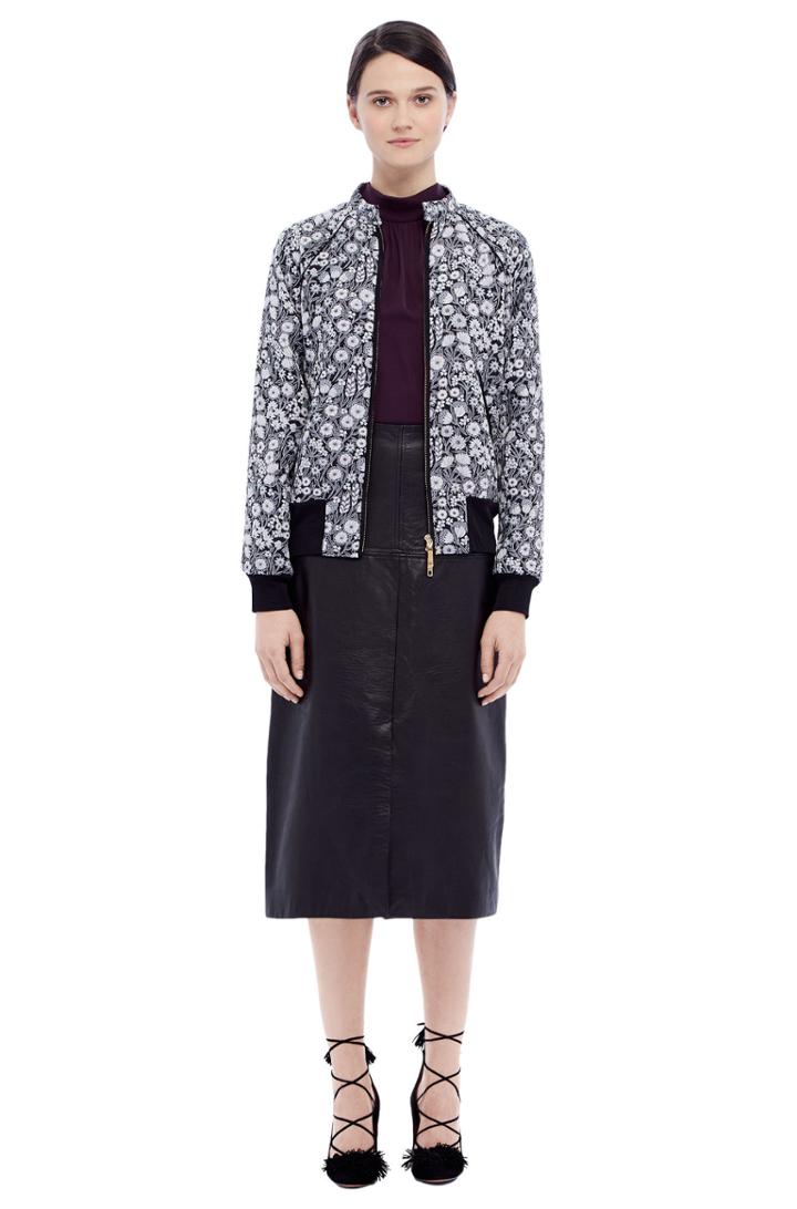 Rebecca Taylor Rebecca Taylor Liane Floral Jacquard Bomber Jacket Xs Black Combo