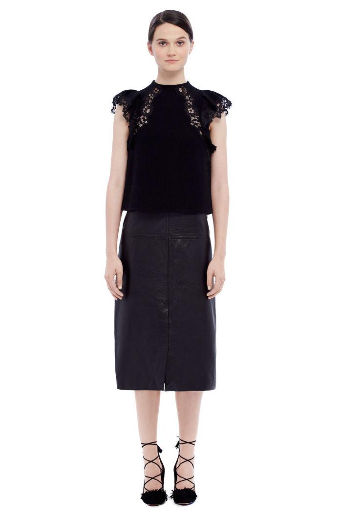 Rebecca Taylor Rebecca Taylor Leather Midi Skirt 4 Black