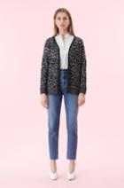 Rebecca Taylor Rebecca Taylor La Vie Leopard Jacquard Cardigan Black, Size X-small