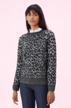 Rebecca Taylor Rebecca Taylor La Vie Leopard Jacquard Pullover Sweater Black, Size X-small