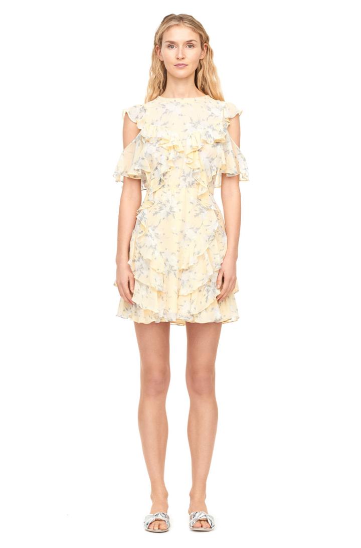 Rebecca Taylor Open-shoulder Lemon Rose Dress