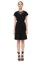 Rebecca Taylor Rebecca Taylor Short Sleeve Crepe And Lace Dress 8 Black