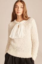 Rebecca Taylor Rebecca Taylor Cotton-blend Sweater With Removable Bow