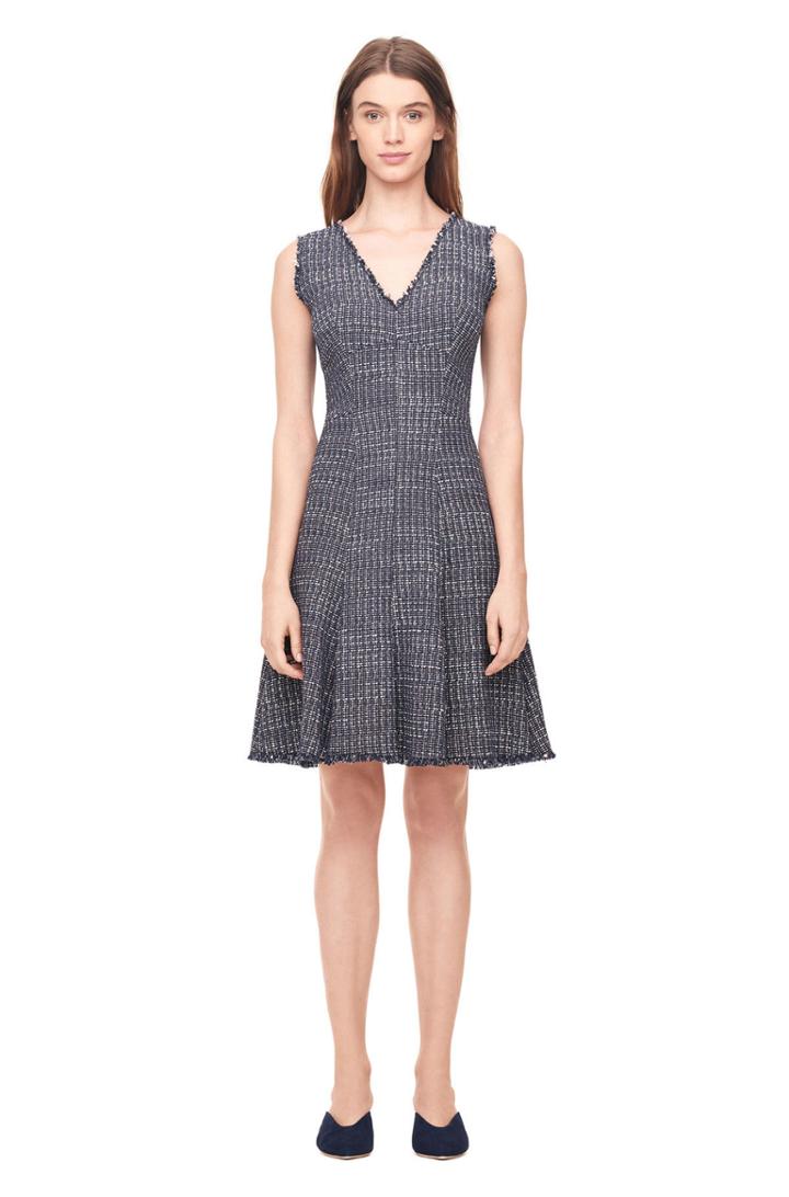 Rebecca Taylor Multi Tweed V-neck Dress