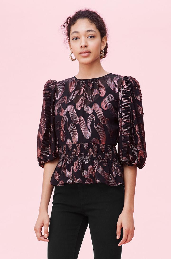 Rebecca Taylor Rebecca Taylor Ribbon Lurex Jacquard Top
