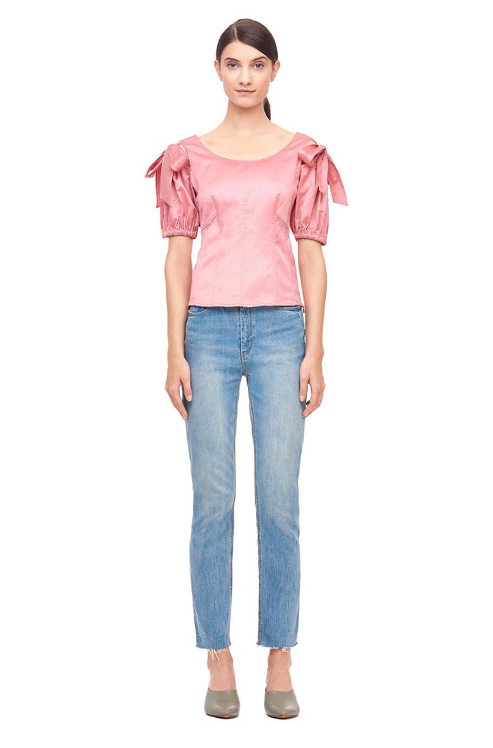 Rebecca Taylor Sateen Bow Detail Top