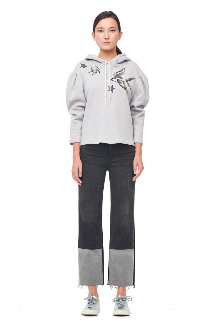 Rebecca Taylor Bird Embroidered Fleece Hoodie