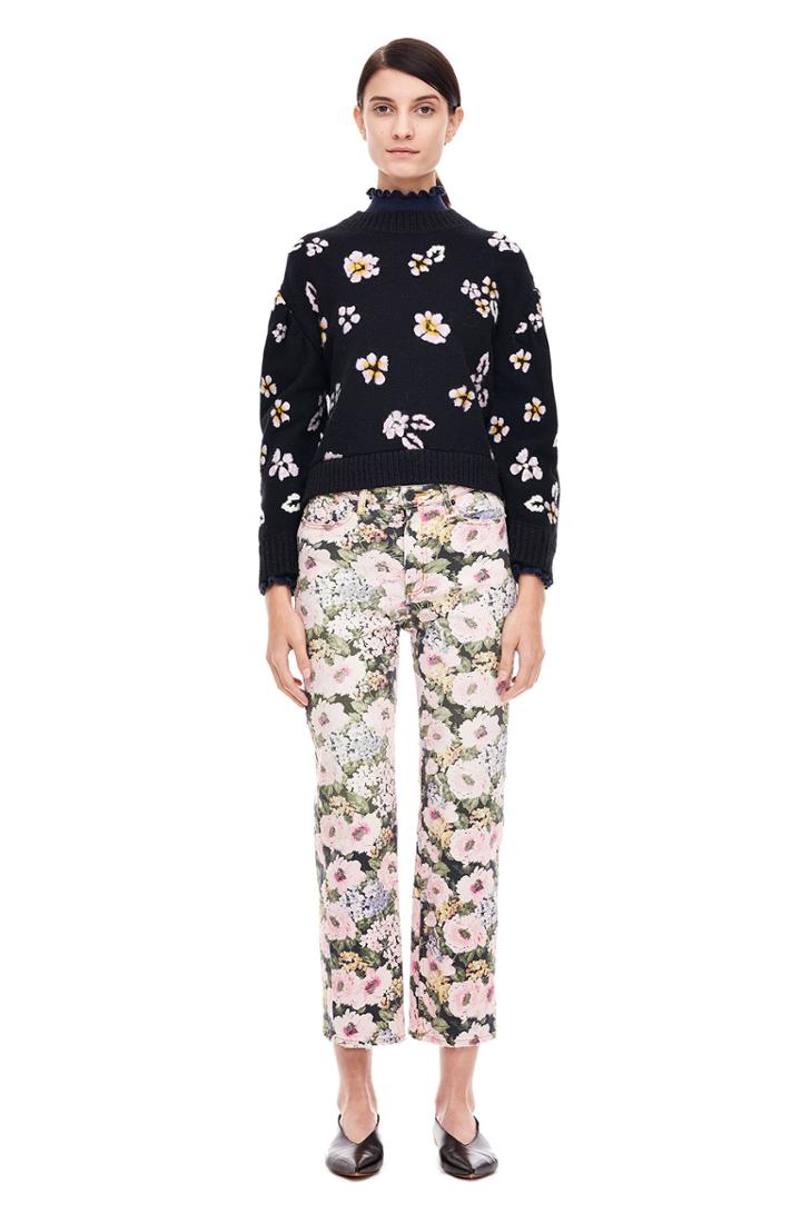 Rebecca Taylor Brushed Floral Pullover