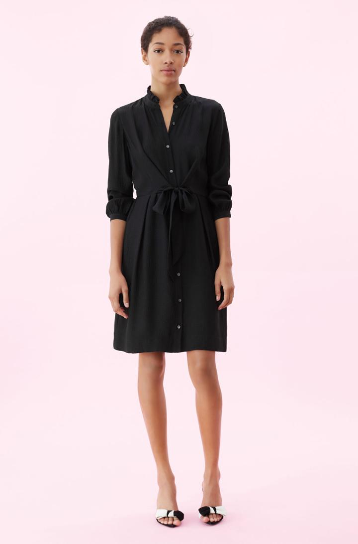 Rebecca Taylor Rebecca Taylor Hammered Silk Tie Front Dress Black, Size 00