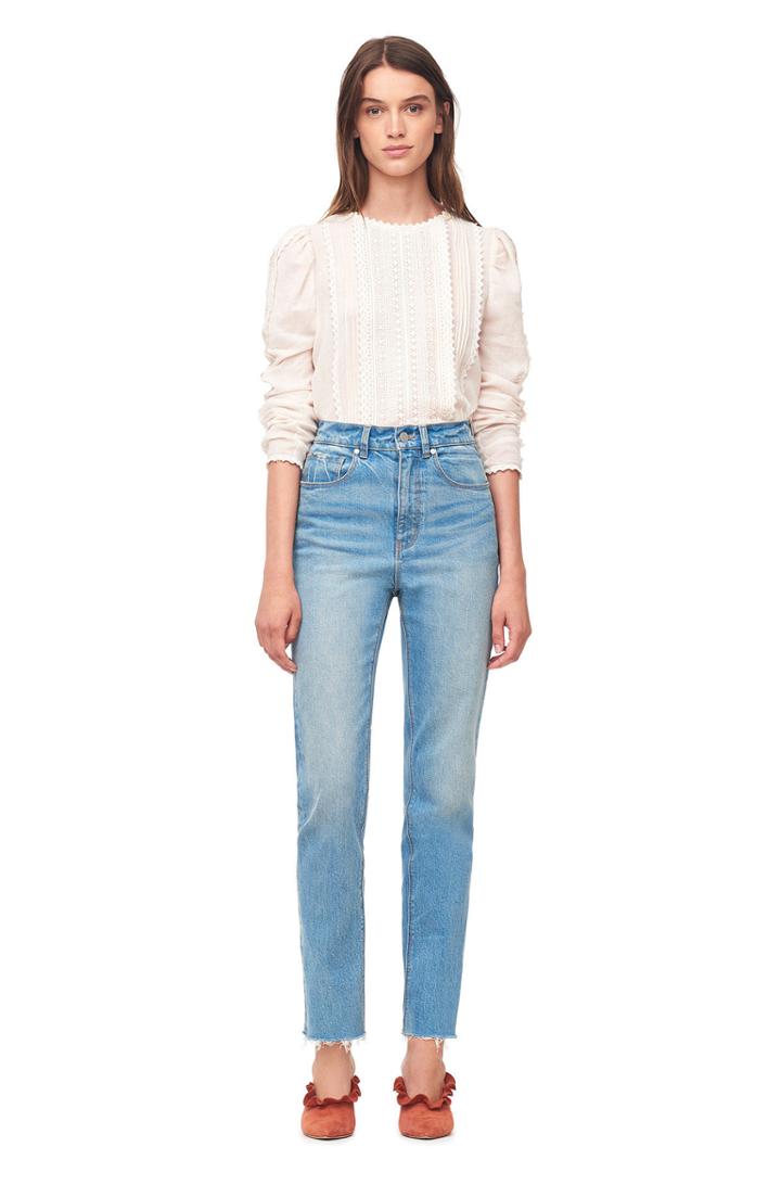 Rebecca Taylor La Vie Wool Gauze & Lace Top