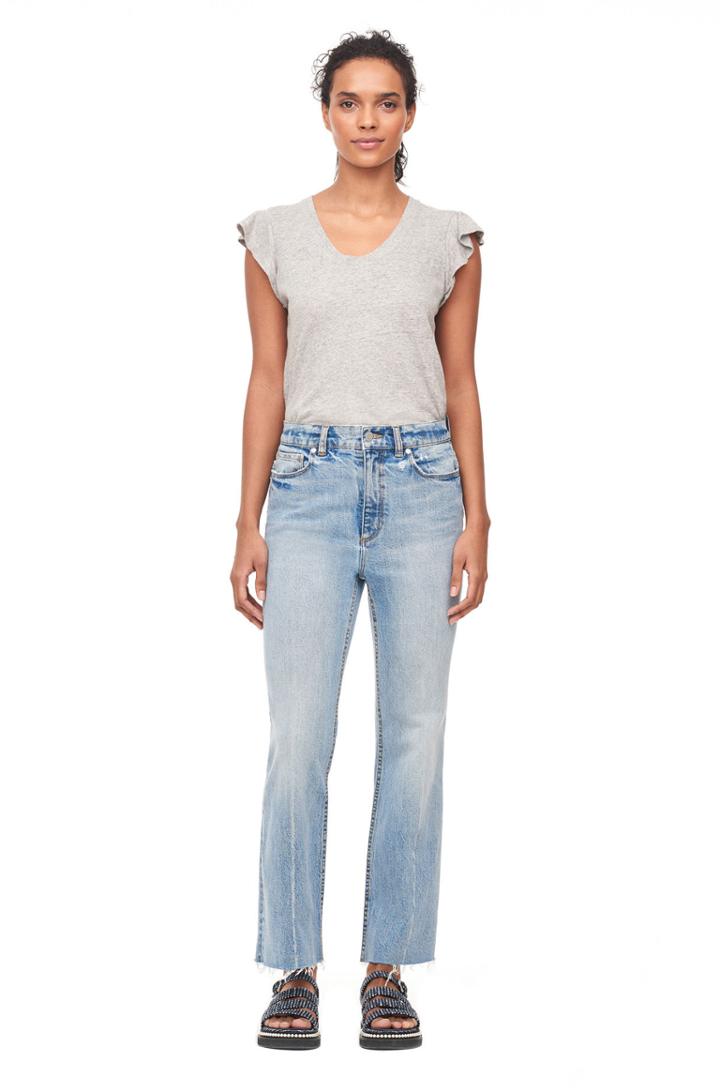 Rebecca Taylor Rebecca Taylor La Vie Washed Textured Jersey Tee Grey Heather, Size X-small