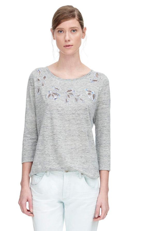Rebecca Taylor Rebecca Taylor Long Sleeve Floral Cutout Tee