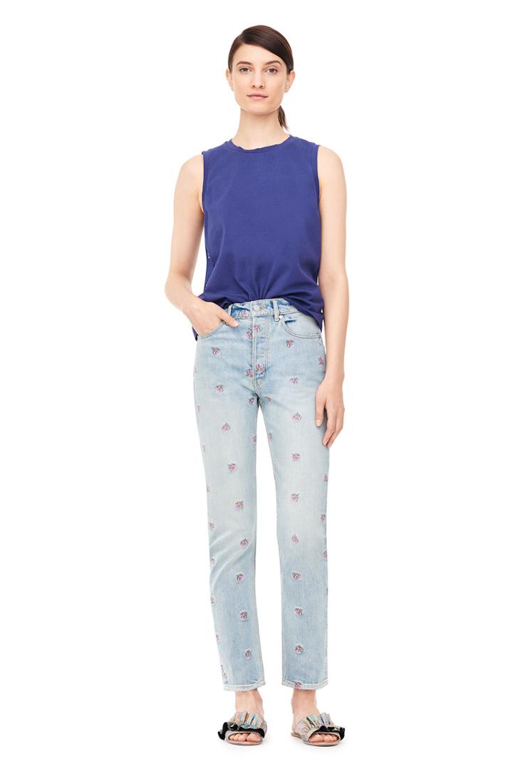 Rebecca Taylor La Vie Harriet Sprig Embroidered Jersey Tee