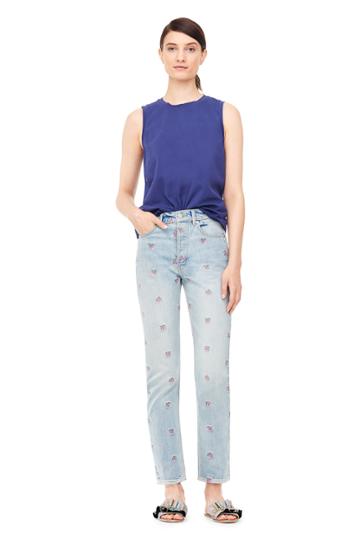 Rebecca Taylor La Vie Harriet Sprig Embroidered Jersey Tee